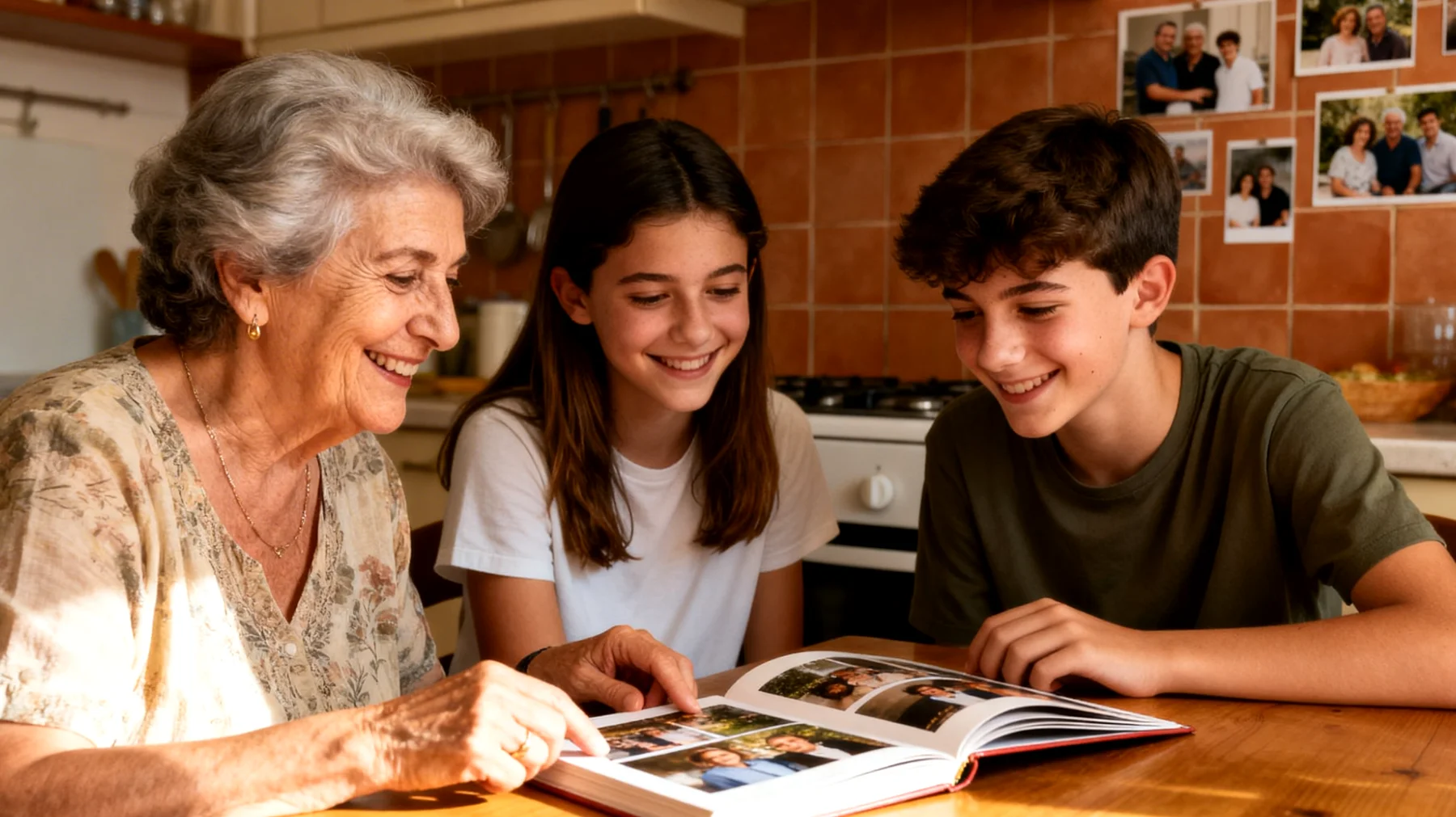 Nonna che desidera costruire un legame più profondo con i nipoti adolescenti ma fatica a trovare momenti significativi da condividere insieme a causa dei ritmi frenetici, degli impegni reciproci e della scarsa disponibilità di tempo di qualità"